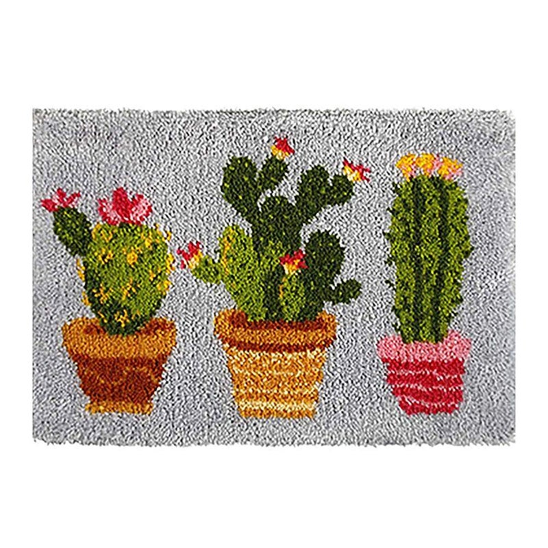 HCDMRE Tapestry Kits Latch Hook Rug Kit Carpet Embroidery Needlework Button Package DIY Hook Point Rug Cactus - Image 1